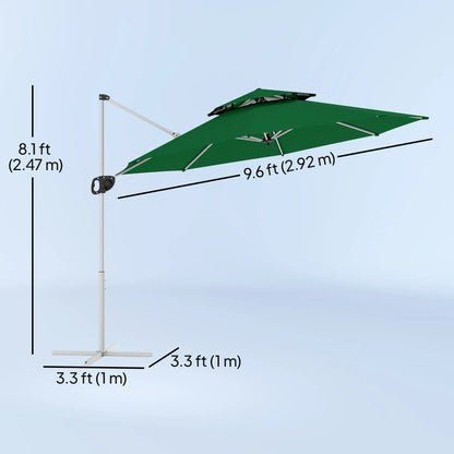 10 FT Cantilever Patio Umbrella, 360° Rotation, Adjustable Height, Dark Green Offset Cantilever Umbrellas at Gallery Canada