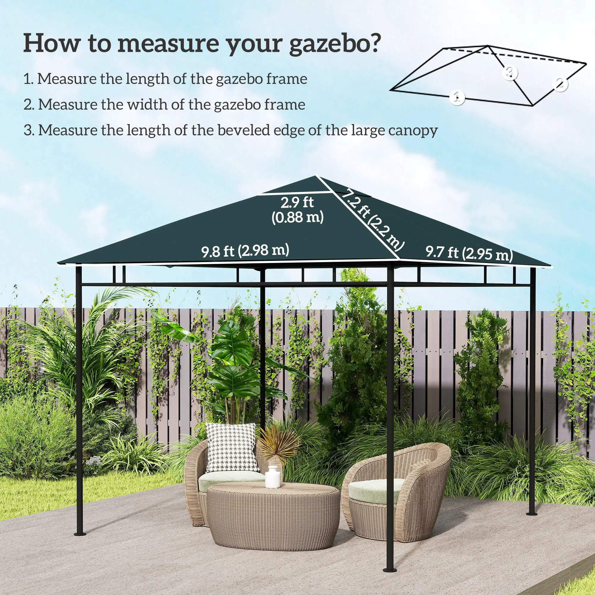 10' x 10' Square Gazebo Canopy, UV Protected, Sun Shade, Grey Gazebo Canopy Replacement at Gallery Canada