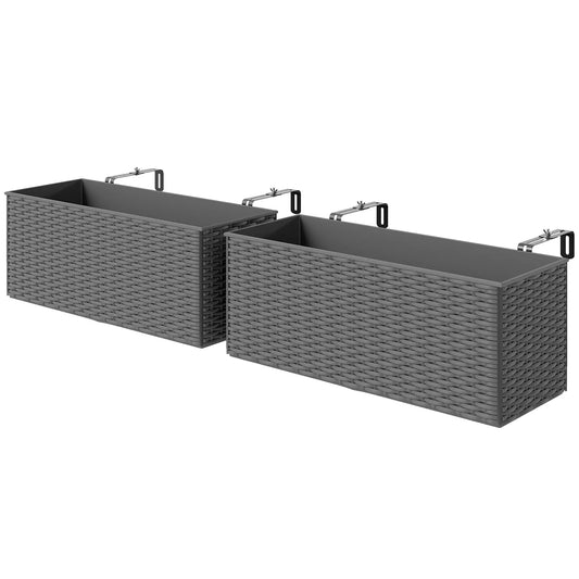2 Pack 20 Inch Hanging Flower Pots, Railing Planter Box, Grey Planter Set Grey at Gallery Canada