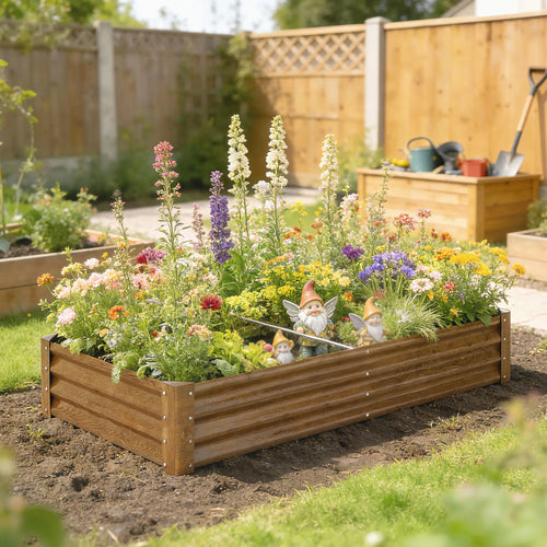 6 x 3 x 1ft Galvanized Raised Garden Bed, Reinforced Outdoor Planter Box
