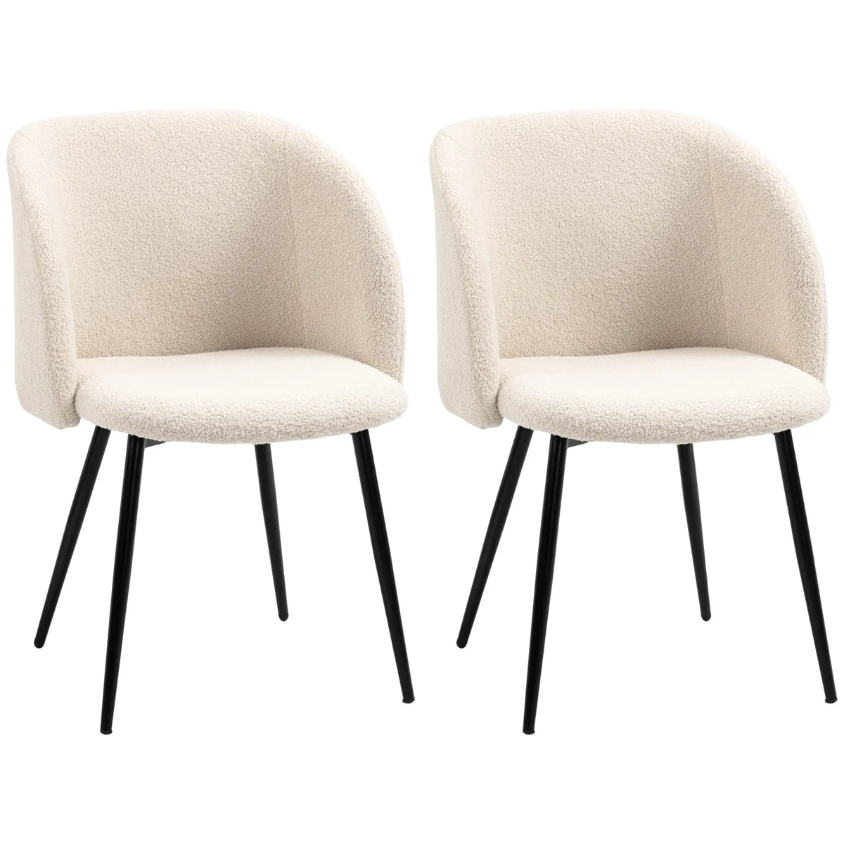 Dining Chairs Set Of 2, Sherpa Fleece Upholstered, Cream White Dining Chairs Cream White, Black at Gallery Canada