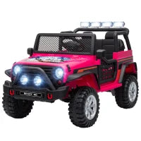12V 2-Seater Ride on Truck Car, Remote, Suspension, USB, Horn, Pink