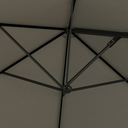 8.5FT Outdoor Cantilever Parasol, 360° Rotation, Cross Base, Light Grey Cantilever Umbrellas at Gallery Canada