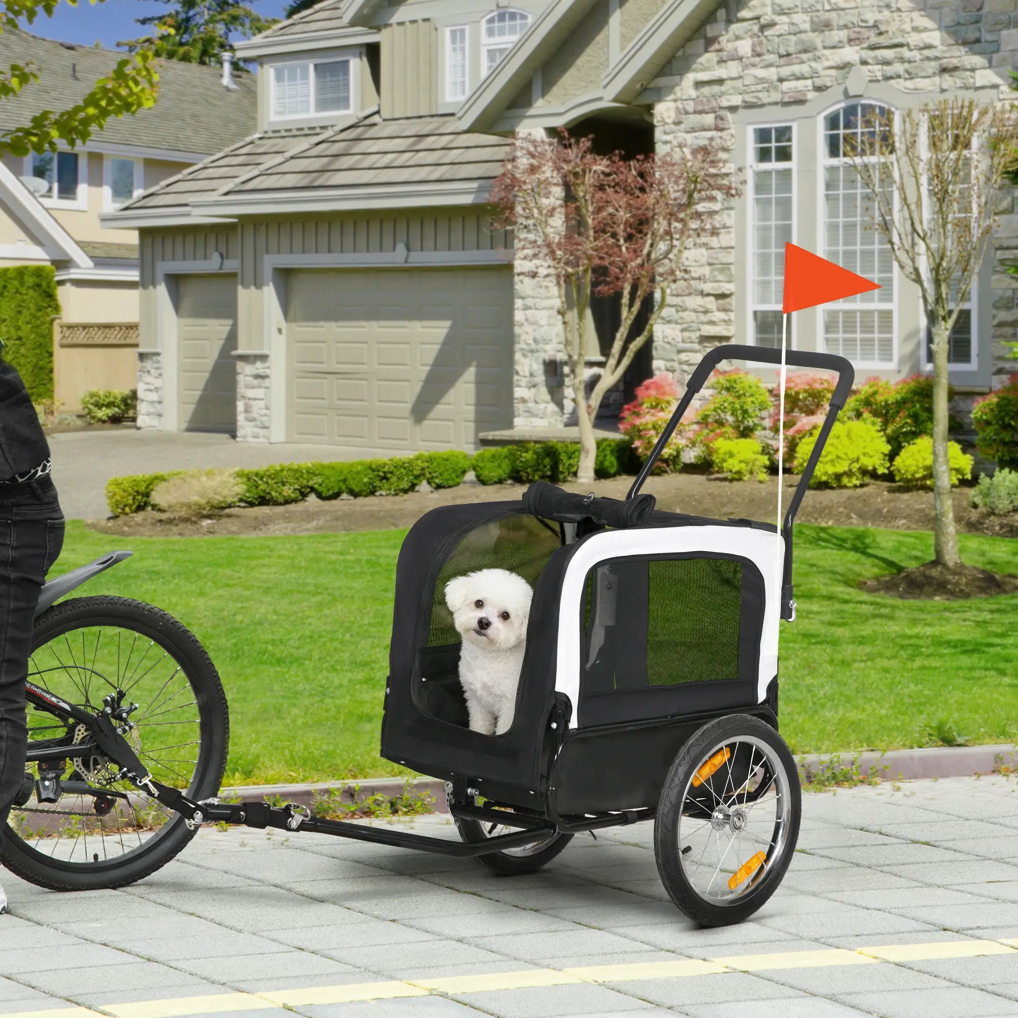 Dog Bike Trailer And Stroller, Safety Leash, Hitch, Flag, Reflectors, Cushion, Grey Dog Bike Trailers & Strollers at Gallery Canada