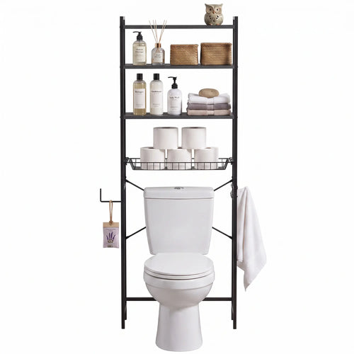 3-Tier Over-the-Toilet Storage Shelf, Adjustable, Black