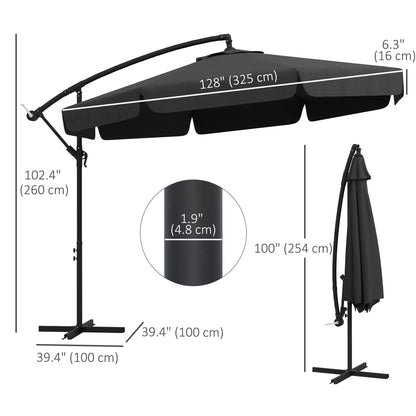 11 FT Cantilever Patio Umbrella, Cross Base, 8 Ribs, Black Offset Cantilever Umbrellas at Gallery Canada