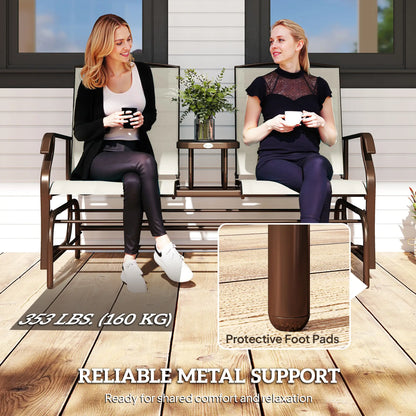 2 Person Patio Glider Rocking Chair, Outdoor Loveseat, Beige Outdoor Gliders at Gallery Canada