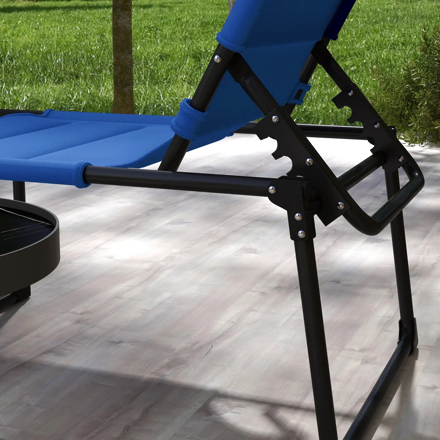 Folding Chaise Lounge, Adjustable Sunroof, Quick Dry Padded, Outdoor, Blue Lounger Chairs at Gallery Canada