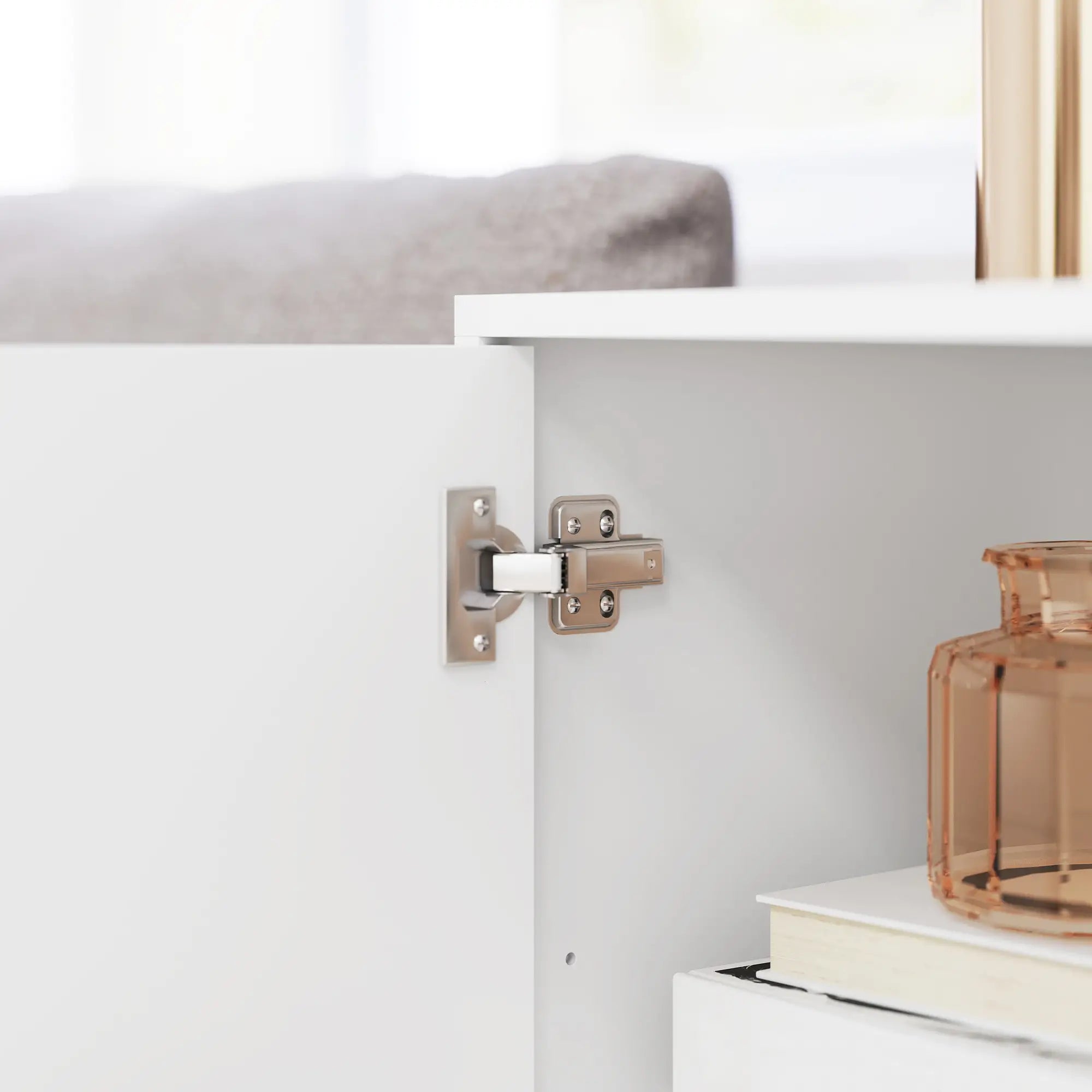 Modern Sideboard Buffet, 4 Doors, Adjustable Shelves, White Storage Cabinets at Gallery Canada