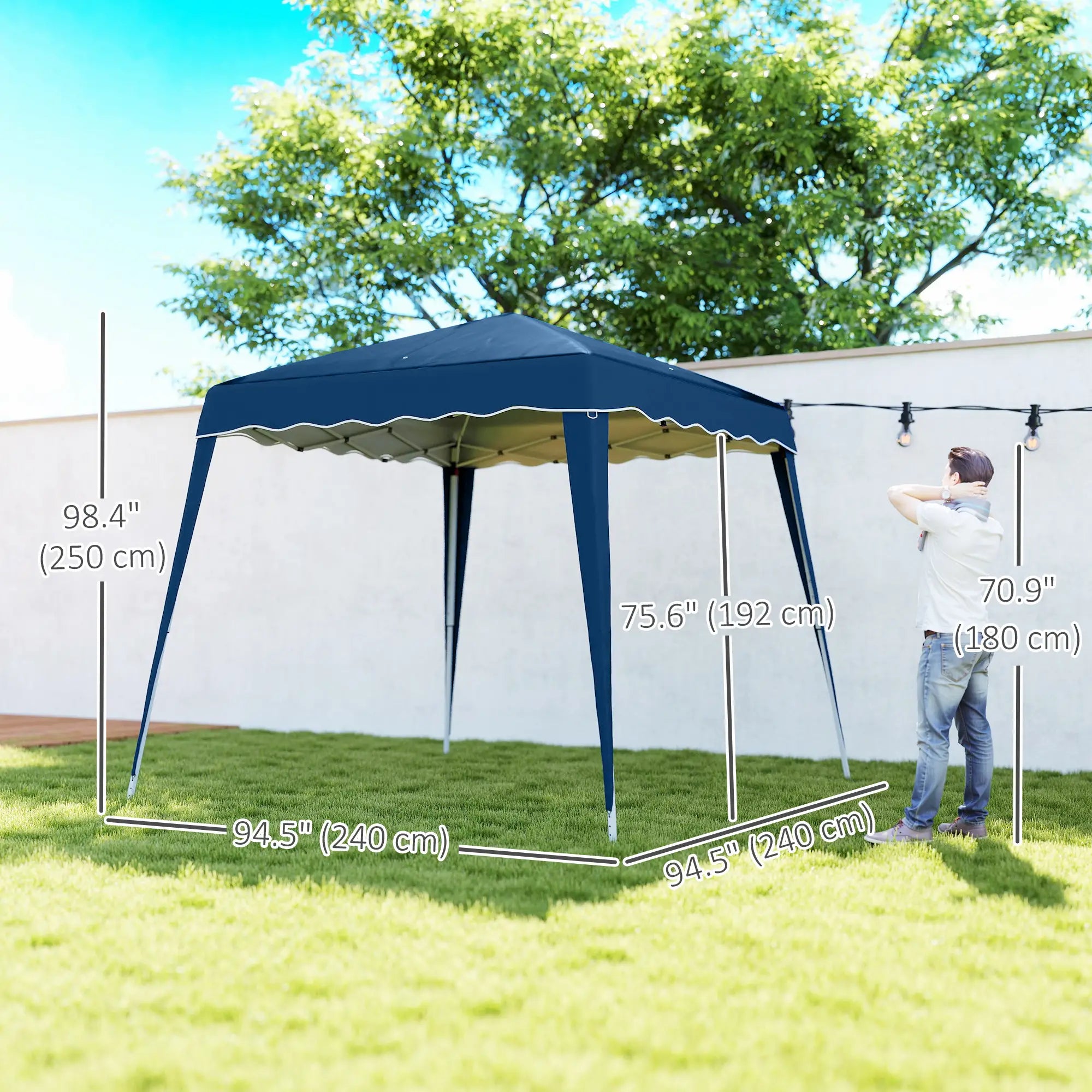 8' x 8' Pop Up Canopy, Outdoor Foldable Tent, Portable With Bag, Blue Pop Up Canopies at Gallery Canada