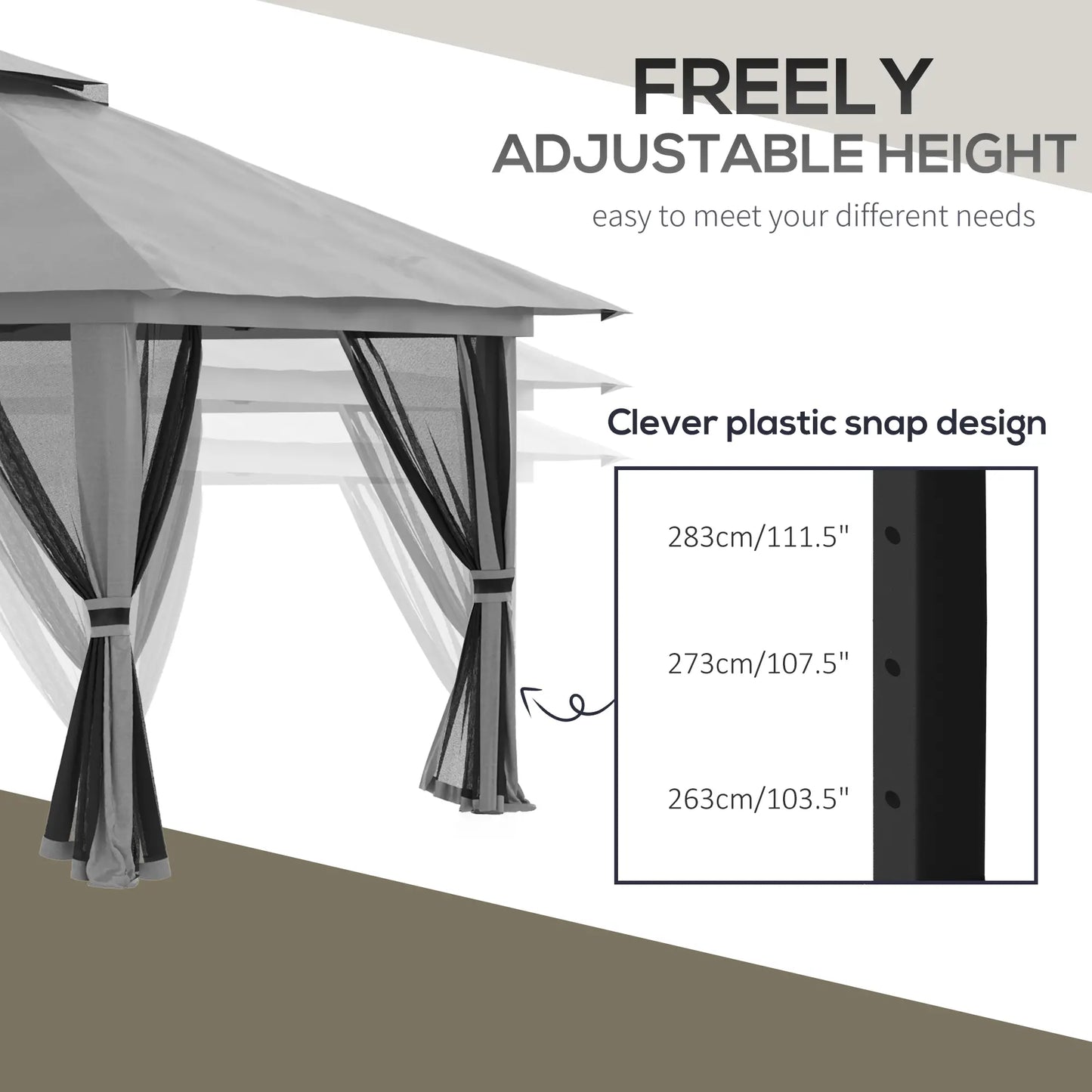 13' x 13' Pop Up Canopy, 2-Tier Roof Tent with Net, Carry Bag, Grey Pop Up Canopies at Gallery Canada