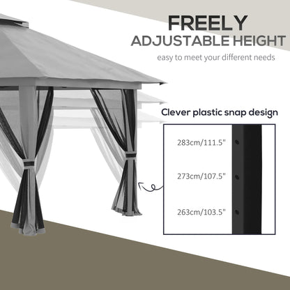 13' x 13' Pop Up Canopy, 2-Tier Roof Tent with Net, Carry Bag, Grey Pop Up Canopies at Gallery Canada