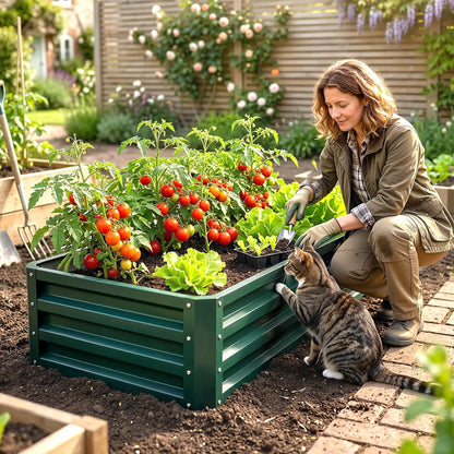 Galvanized Raised Garden Bed, Outdoor Planter Box, 4' x 2' x 1', Green Galvanized Planter Boxes at Gallery Canada