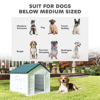 26" Plastic Dog House, Outdoor with Air Vents, Small Medium Dogs, Blue Houses, Kennels & Pens at Gallery Canada