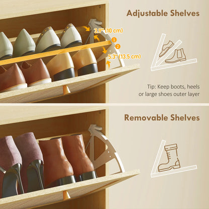 Rattan Shoe Cabinet, 3 Flip Drawers, Adjustable Shelves, 18 Pairs, Oak Shoe Storage Cabinets & Racks at Gallery Canada