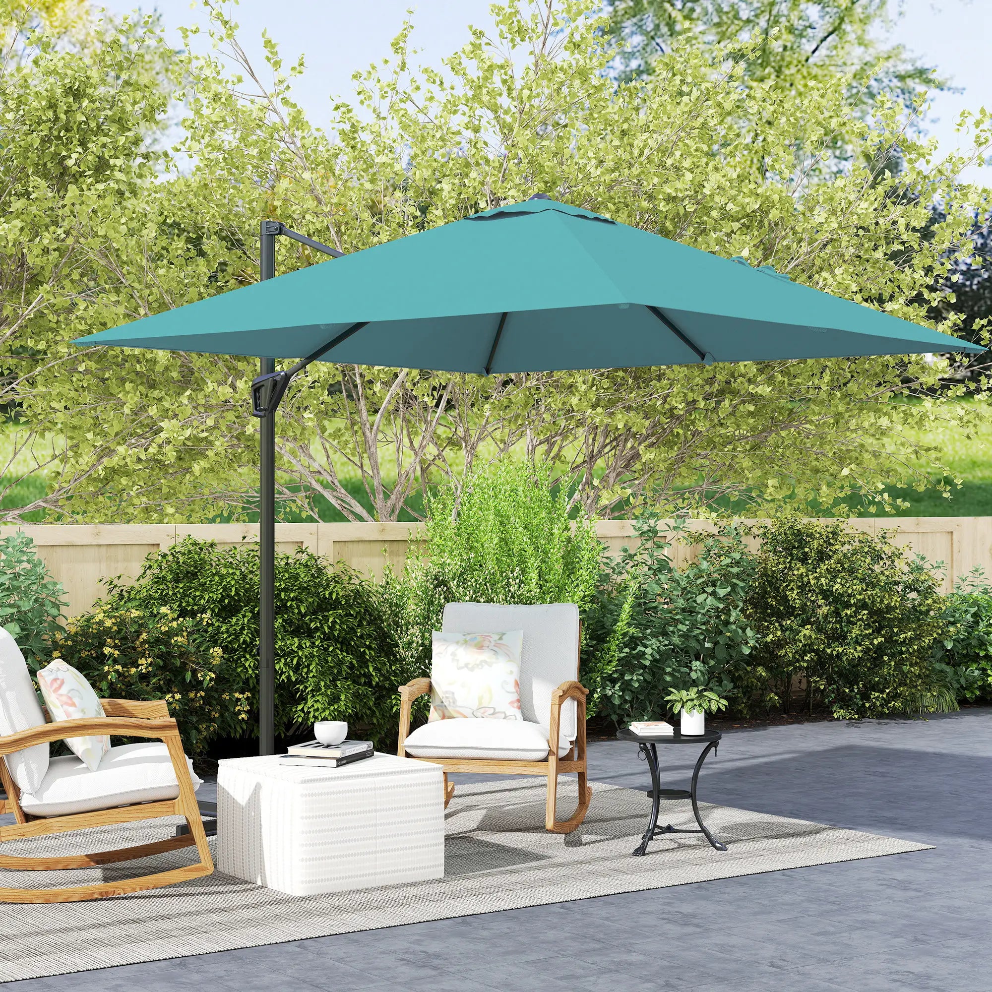 8'x8' Square Patio Hanging Offset Umbrella, Outdoor Cantilever Parasol, Blue Offset Cantilever Umbrellas at Gallery Canada