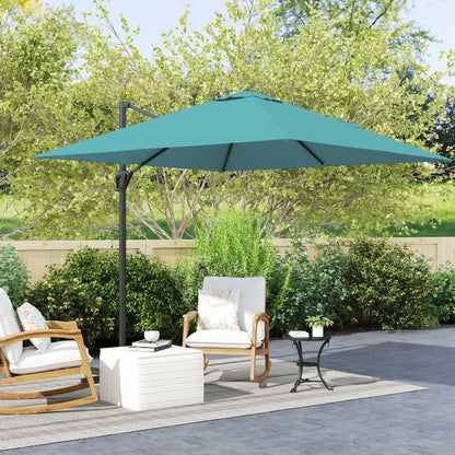 8'x8' Square Patio Hanging Offset Umbrella, Outdoor Cantilever Parasol, Blue Offset Cantilever Umbrellas at Gallery Canada