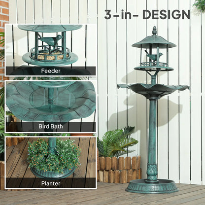 3-in-1 Garden Bird Bath Bowl, Large Water Basin, Feeder, Flower Planter, Green Garden Decor at Gallery Canada