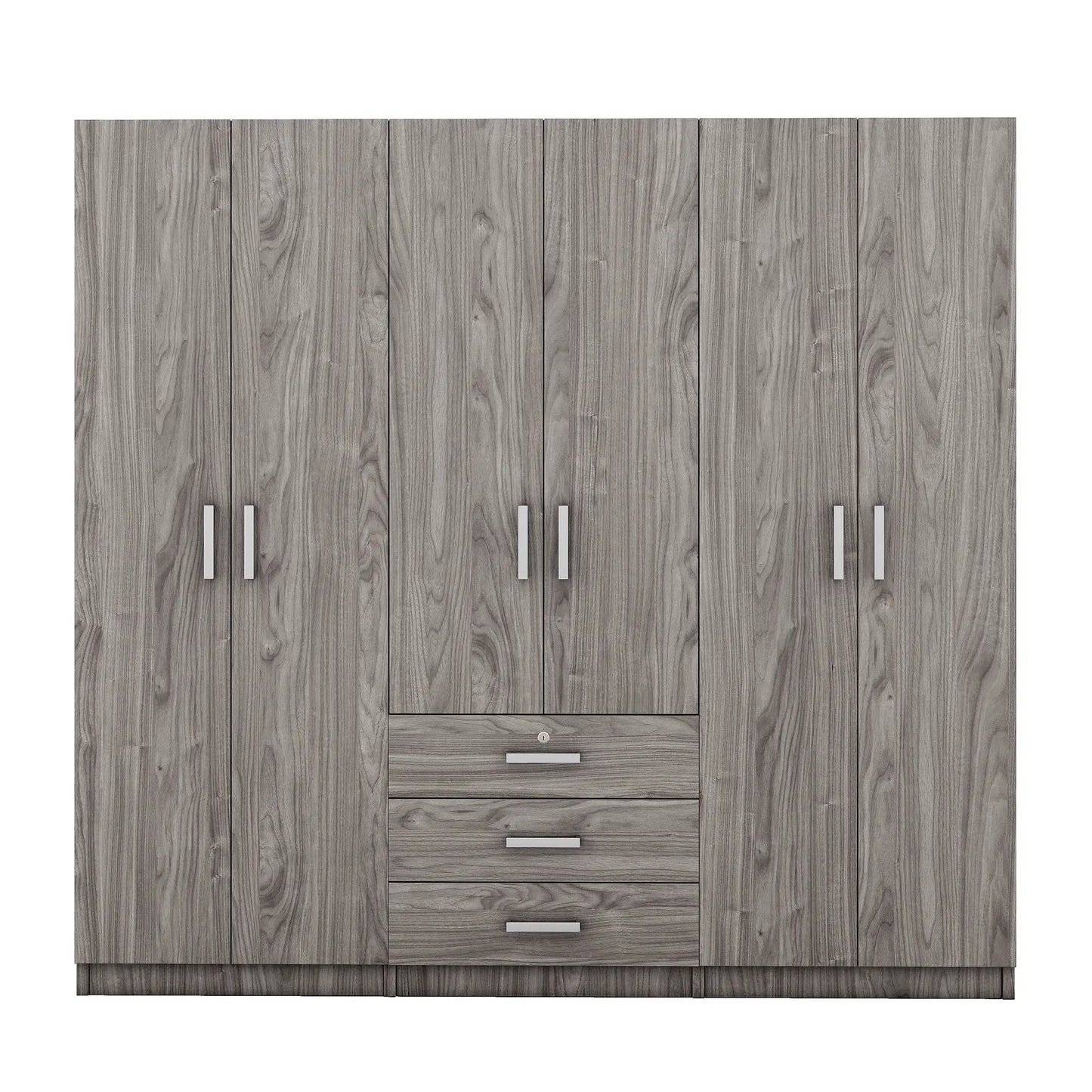 Wooden Wardrobe, 3 Drawers, MDF, Compact, 71" L x 19" W x 68" H, Grey Clothing Storage Grey at Gallery Canada