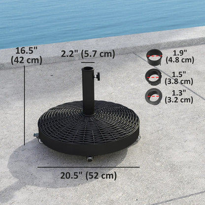 Round Umbrella Base With Wheels, Cement-Filled 55 Lbs, Black Umbrella Bases at Gallery Canada