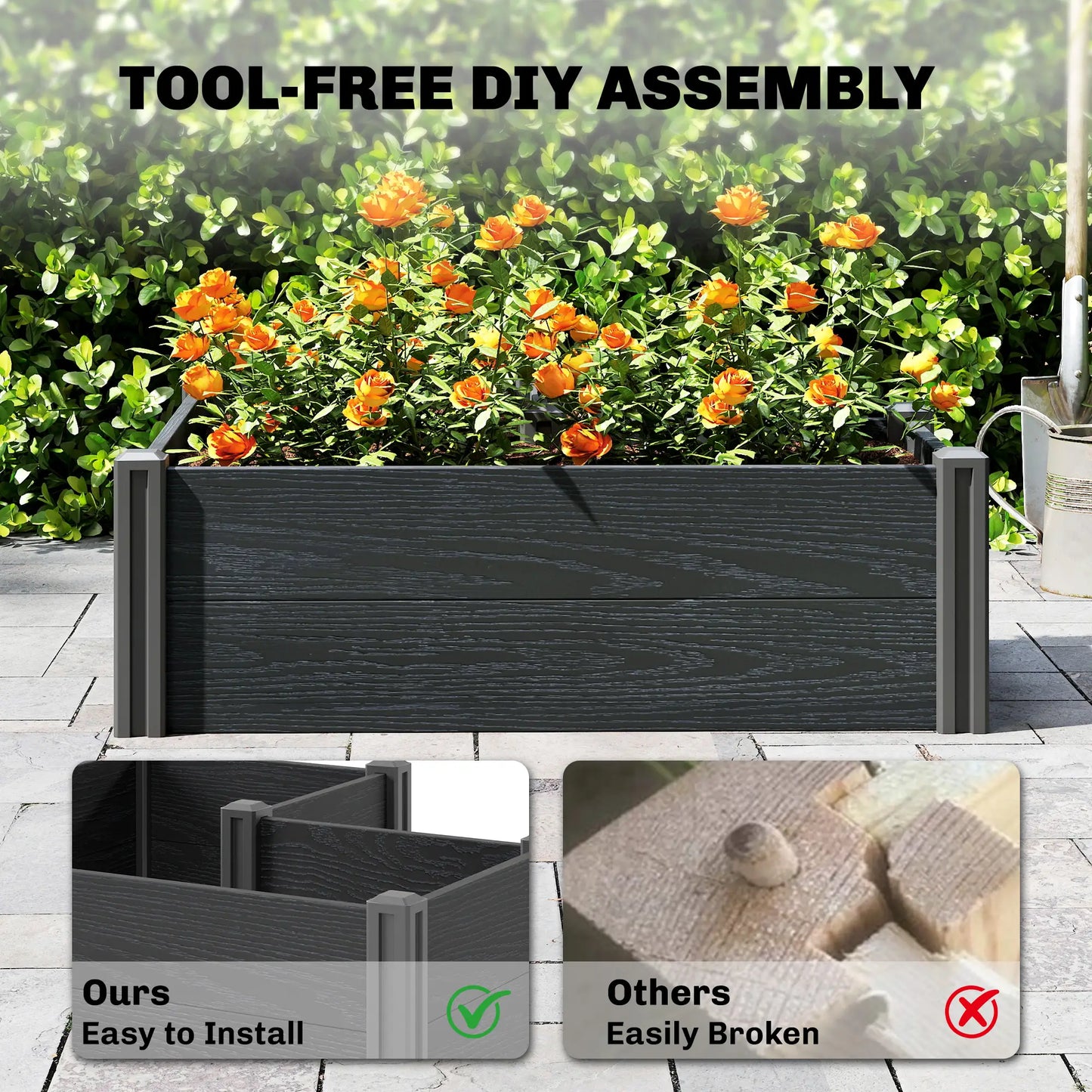 Vinyl Raised Garden Bed Kit, 3 x 3 x 1ft, Elevated Planter Box Wooden Planter Boxes at Gallery Canada