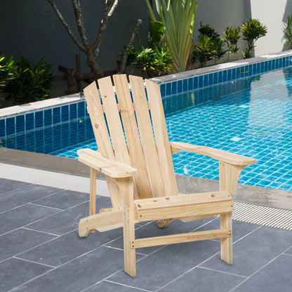 Wood Adirondack Chair, Outdoor Patio Muskoka Chair, Slatted Design, Natural Patio Chairs at Gallery Canada