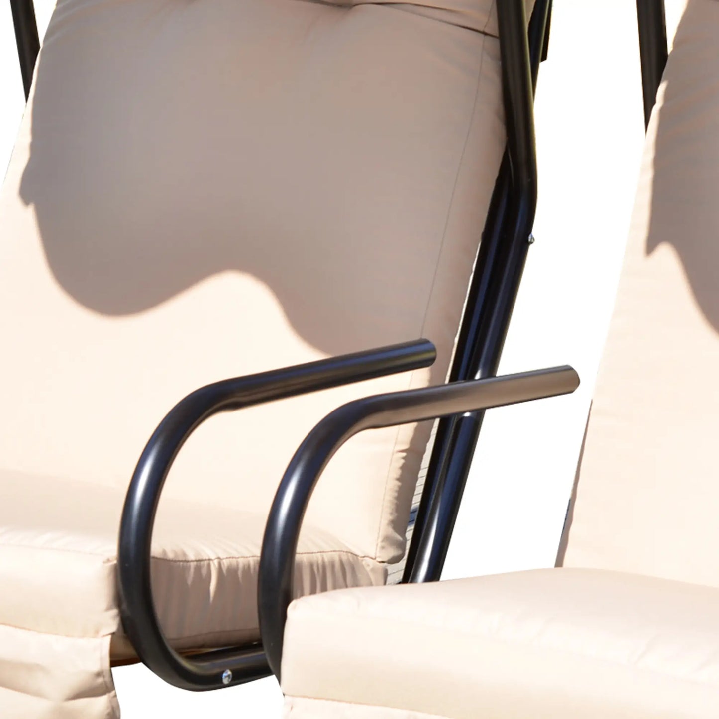 Metal Outdoor Swing Chair, 2 Seater Hammock with Canopy, Beige Patio Swings with Stand at Gallery Canada
