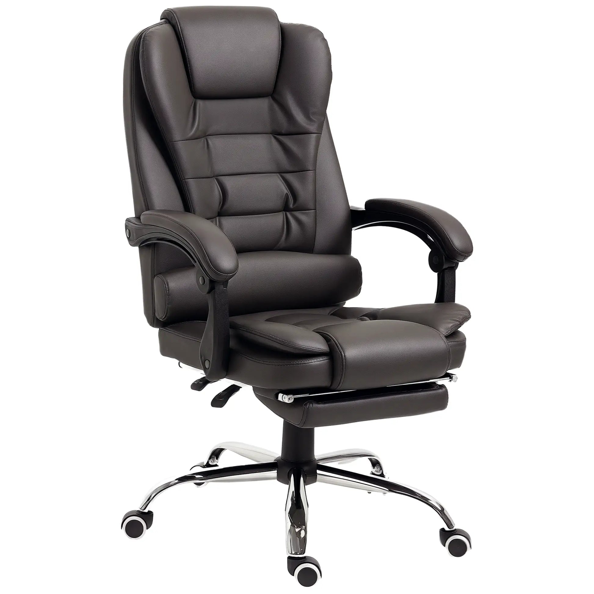 High Back Office Chair, PU Leather, Retractable Footrest, Padded Armrest, Coffee Executive & Manager Chairs Coffee at Gallery Canada