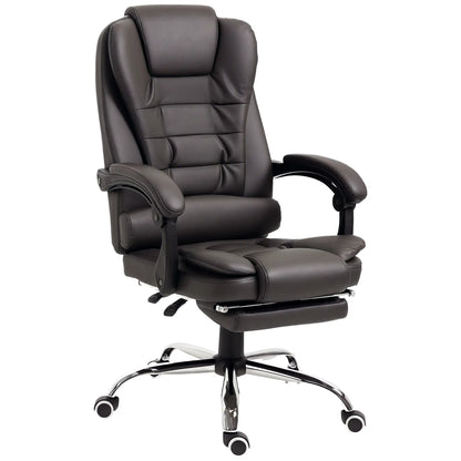 High Back Office Chair, PU Leather, Retractable Footrest, Padded Armrest, Coffee Executive & Manager Chairs Coffee at Gallery Canada
