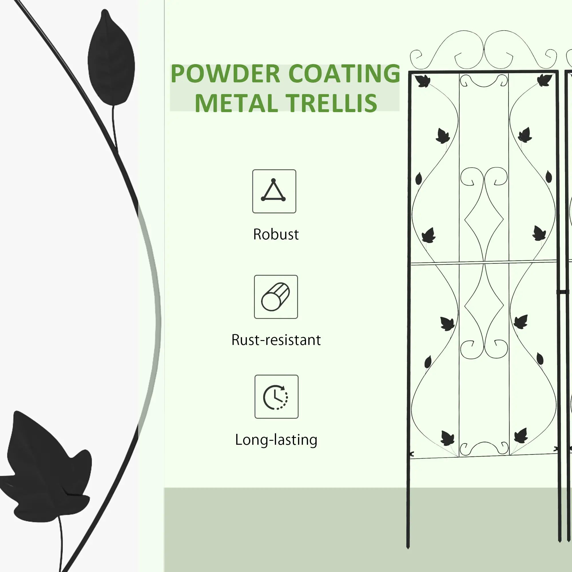 Metal Trellis Set of 2, Garden Climbing Plant Support, Leaf Design Plant Stands at Gallery Canada