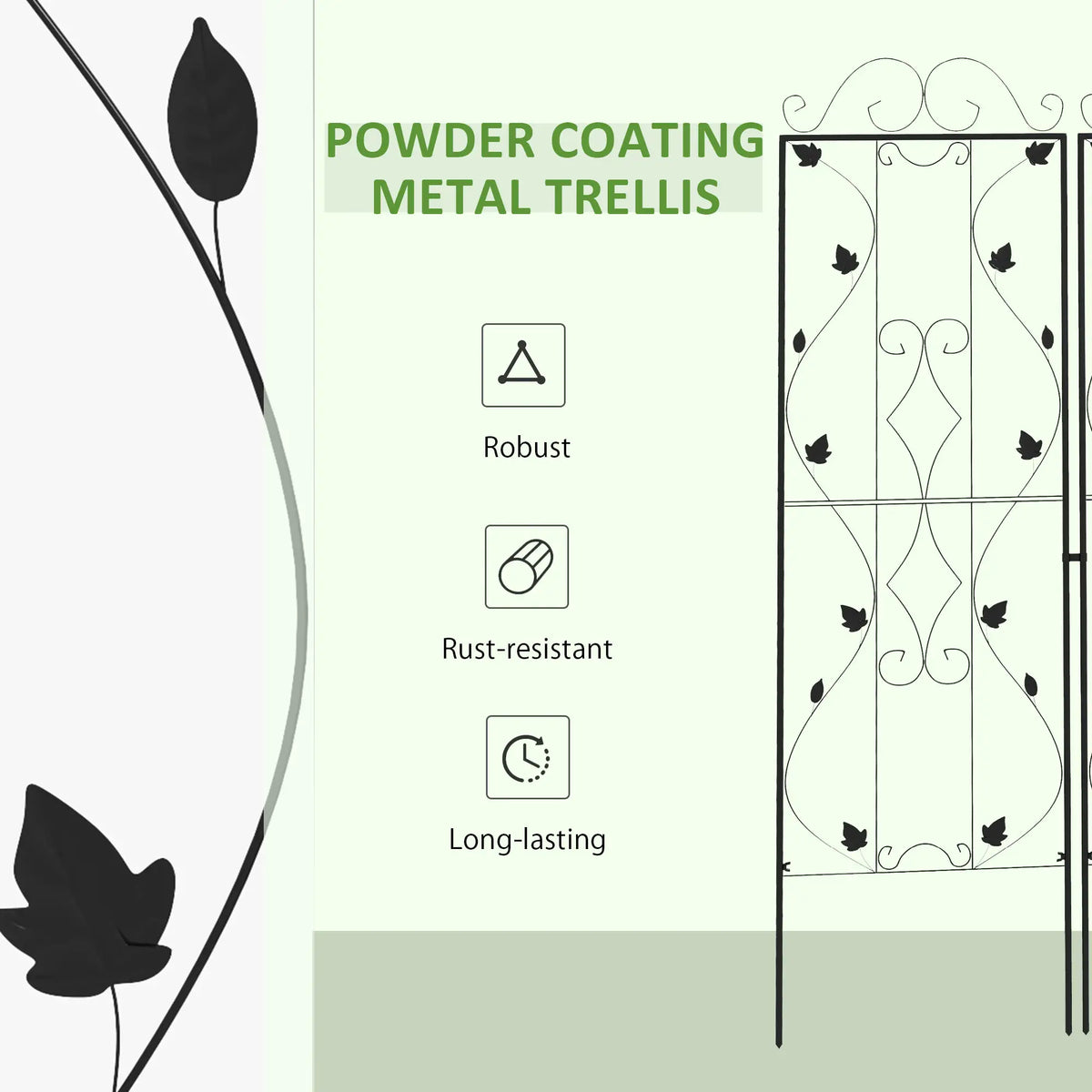 Metal Trellis Set of 2, Garden Climbing Plant Support, Leaf Design Plant Stands at Gallery Canada