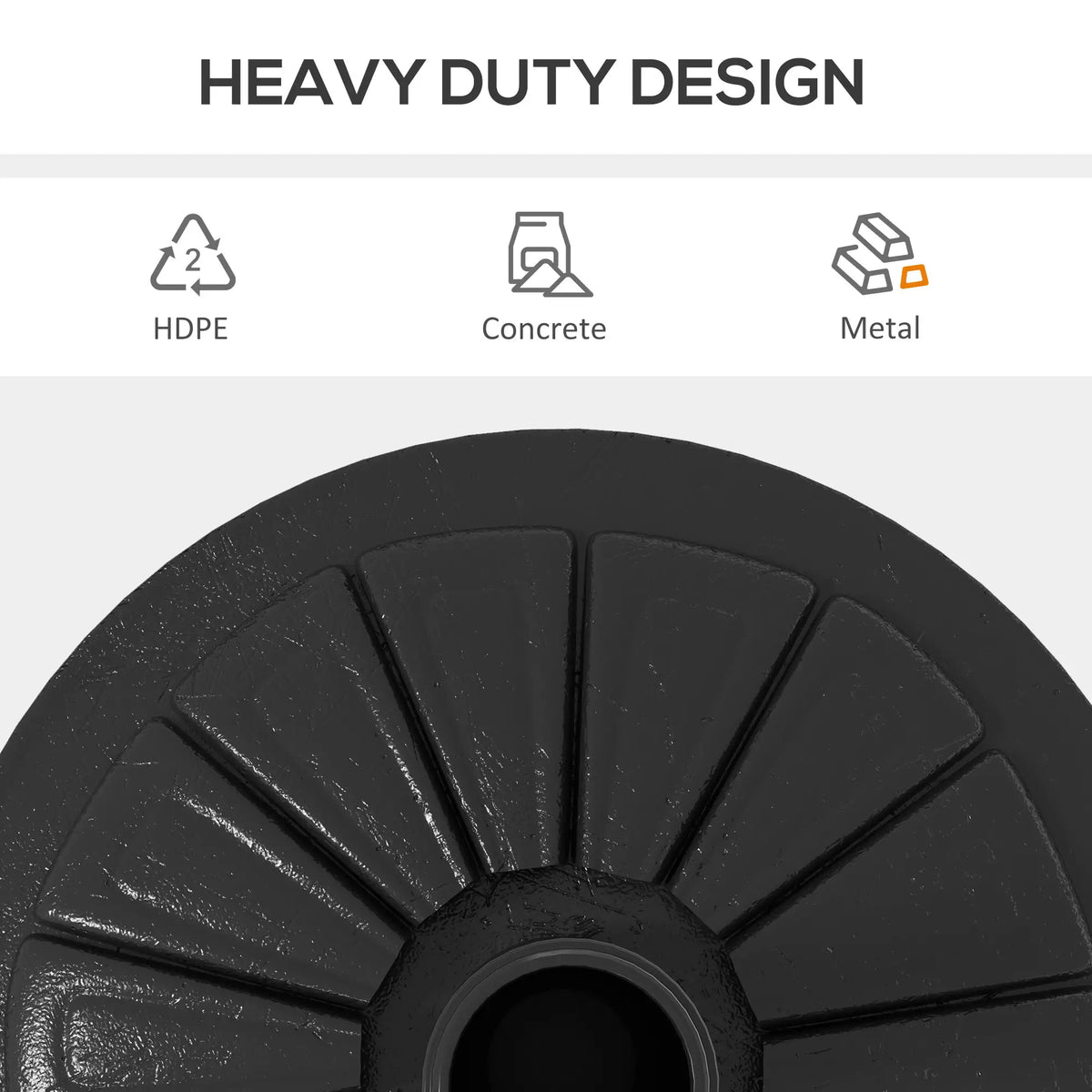 Heavy Duty Concrete Umbrella Base, Steel Pole, Round Parasol Stand, Black Umbrella Bases at Gallery Canada