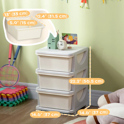3 Tier Kids Toy Organizer, 3 Plastic Drawers, Cream White Baby & Kids Storage at Gallery Canada