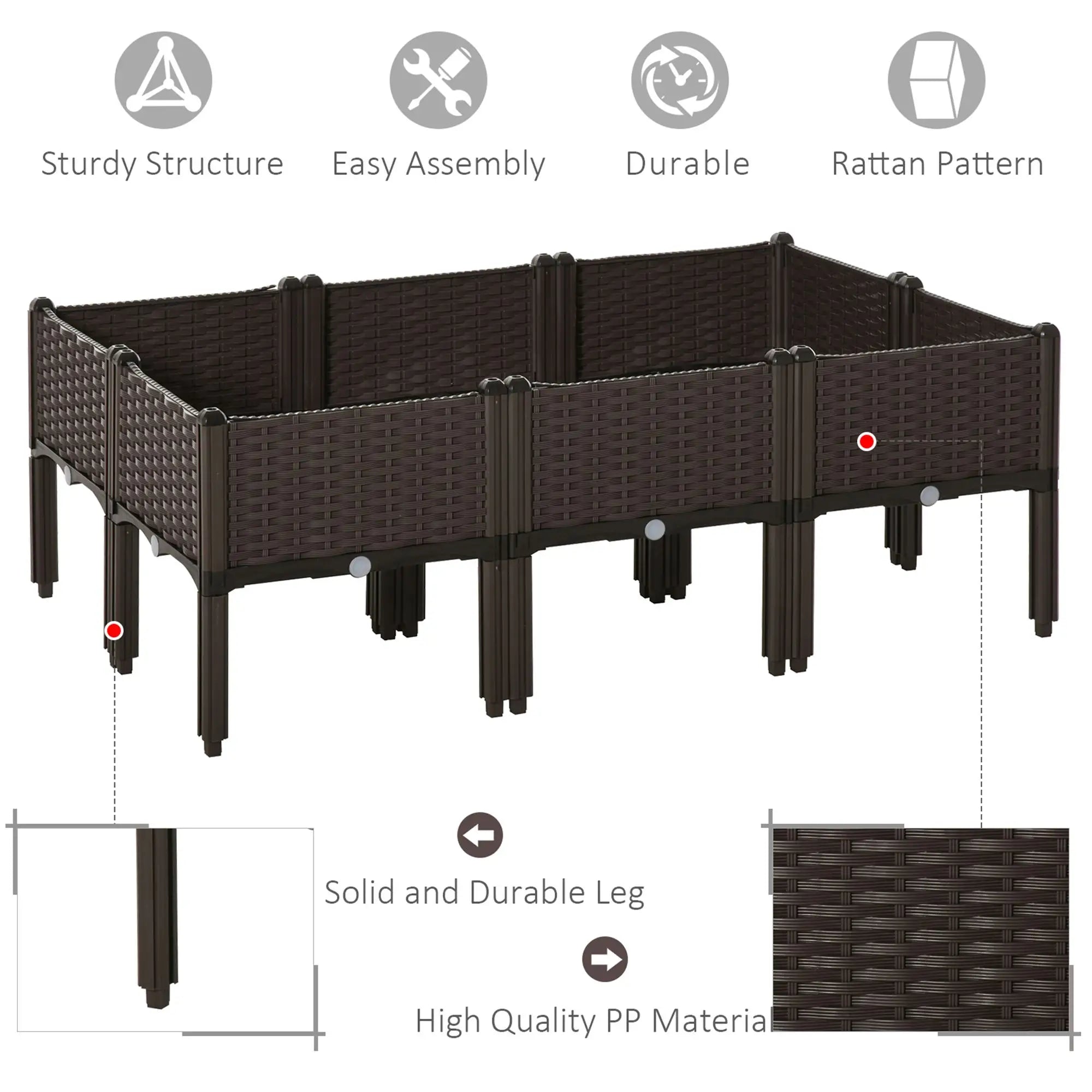 6-Piece Raised Garden Bed, PP Flower Bed, Stackable Vegetable Herb Grow Box Elevated Garden Beds at Gallery Canada