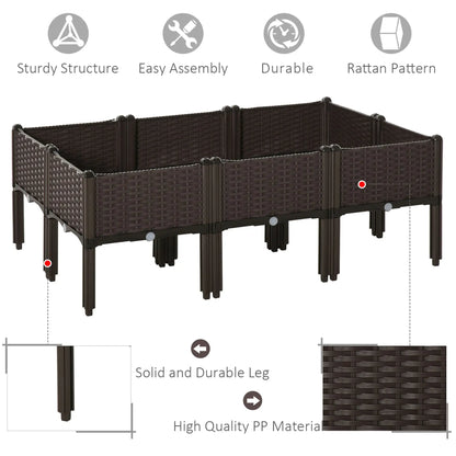 6-Piece Raised Garden Bed, PP Flower Bed, Stackable Vegetable Herb Grow Box Elevated Garden Beds at Gallery Canada