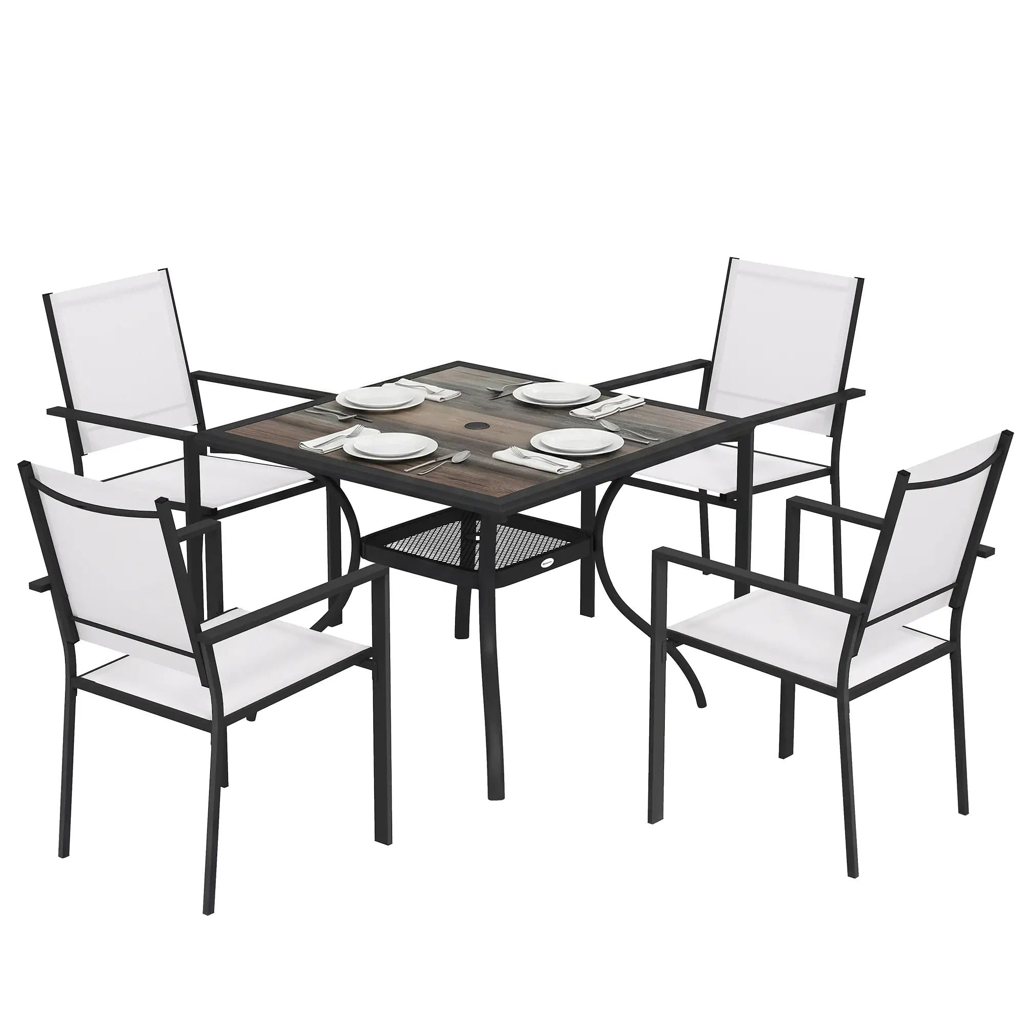 5 Piece Outdoor Patio Dining Set, Table And 4 Stackable Chairs Outdoor Dining Sets at Gallery Canada