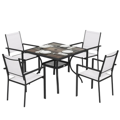 5 Piece Outdoor Patio Dining Set, Table And 4 Stackable Chairs Outdoor Dining Sets at Gallery Canada