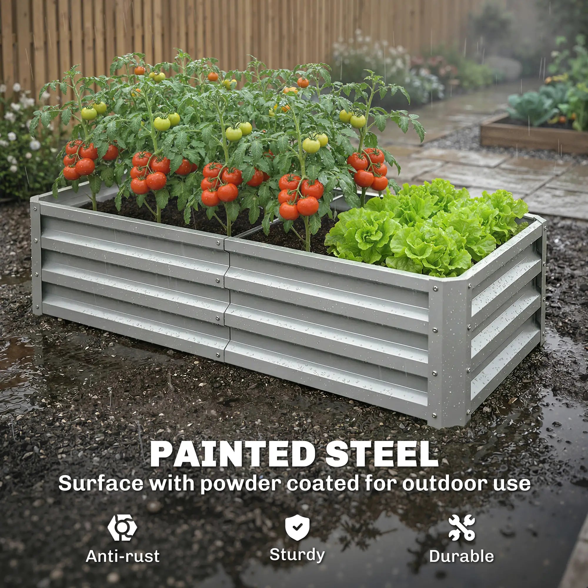 Galvanized Raised Garden Bed, Outdoor Planter Box, 4' x 2' x 1', Silver Raised Garden Beds at Gallery Canada