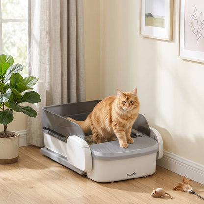 Automatic Cat Litter Box, Self Cleaning, App Control, Open Top, Grey Cat Litter Box Enclosures at Gallery Canada
