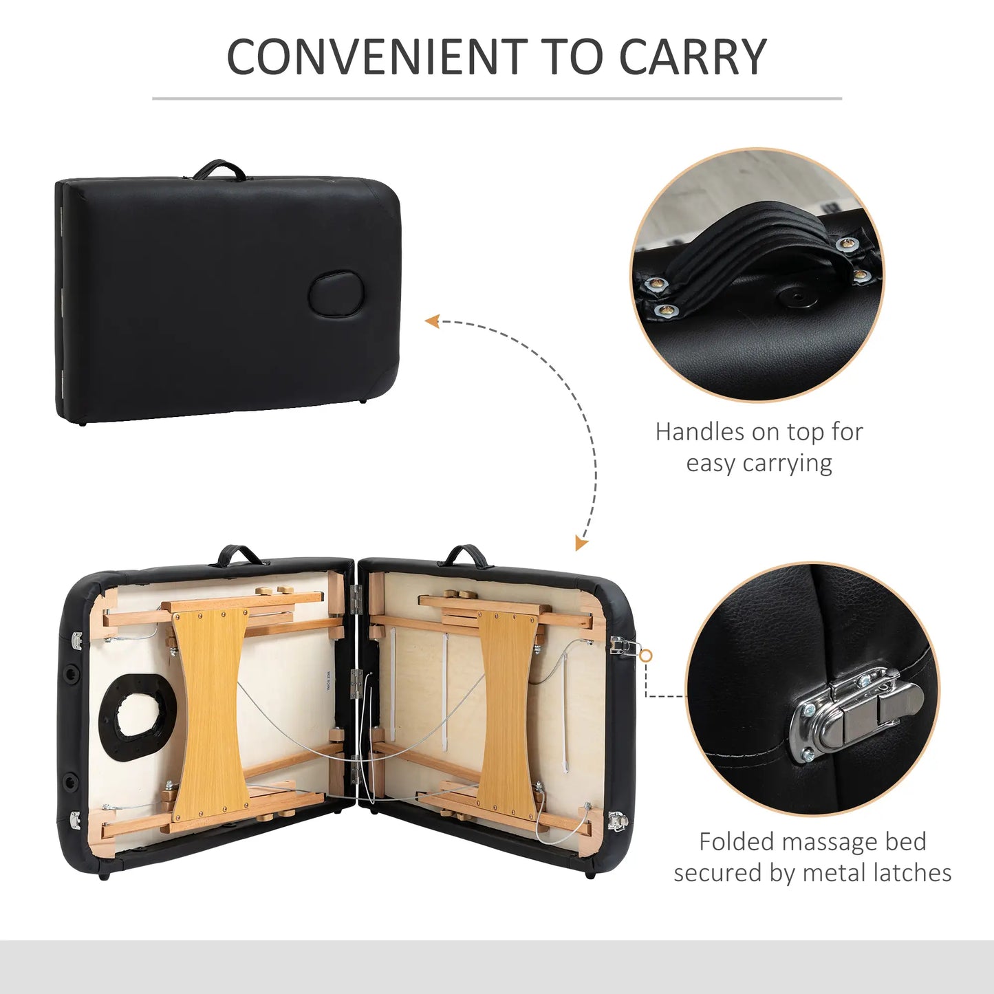 83 Inch Portable Folding Massage Table, Adjustable Salon Spa Bed, Black Portable Massage Tables at Gallery Canada