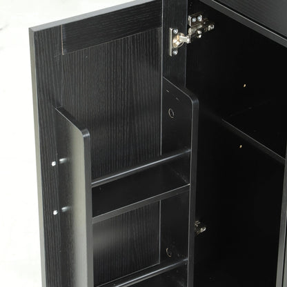 47" Buffet Cabinet, Farmhouse Sideboard, 3 Drawers, Adjustable Shelves, Black Bar Cabinets at Gallery Canada