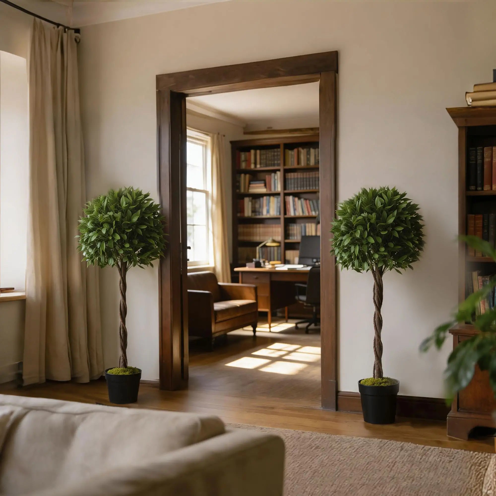 4FT Artificial Laurel Tree Set, Lifelike Fake Plant, Green Artificial Trees at Gallery Canada