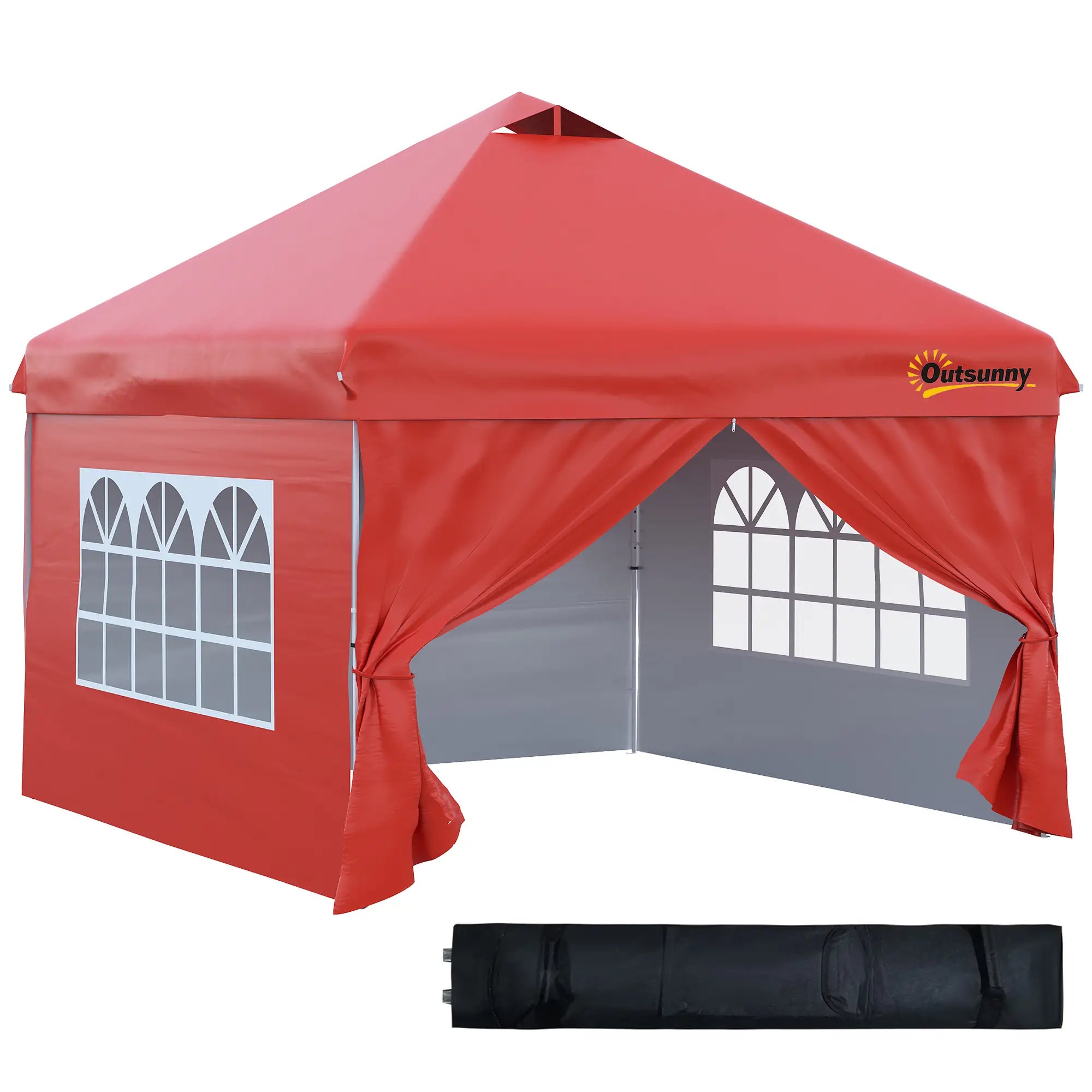 10' x 10' Pop Up Canopy Tent, Instant Sun Shelter, Red Pop Up Canopies at Gallery Canada
