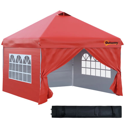 10' x 10' Pop Up Canopy Tent, Instant Sun Shelter, Red Pop Up Canopies at Gallery Canada