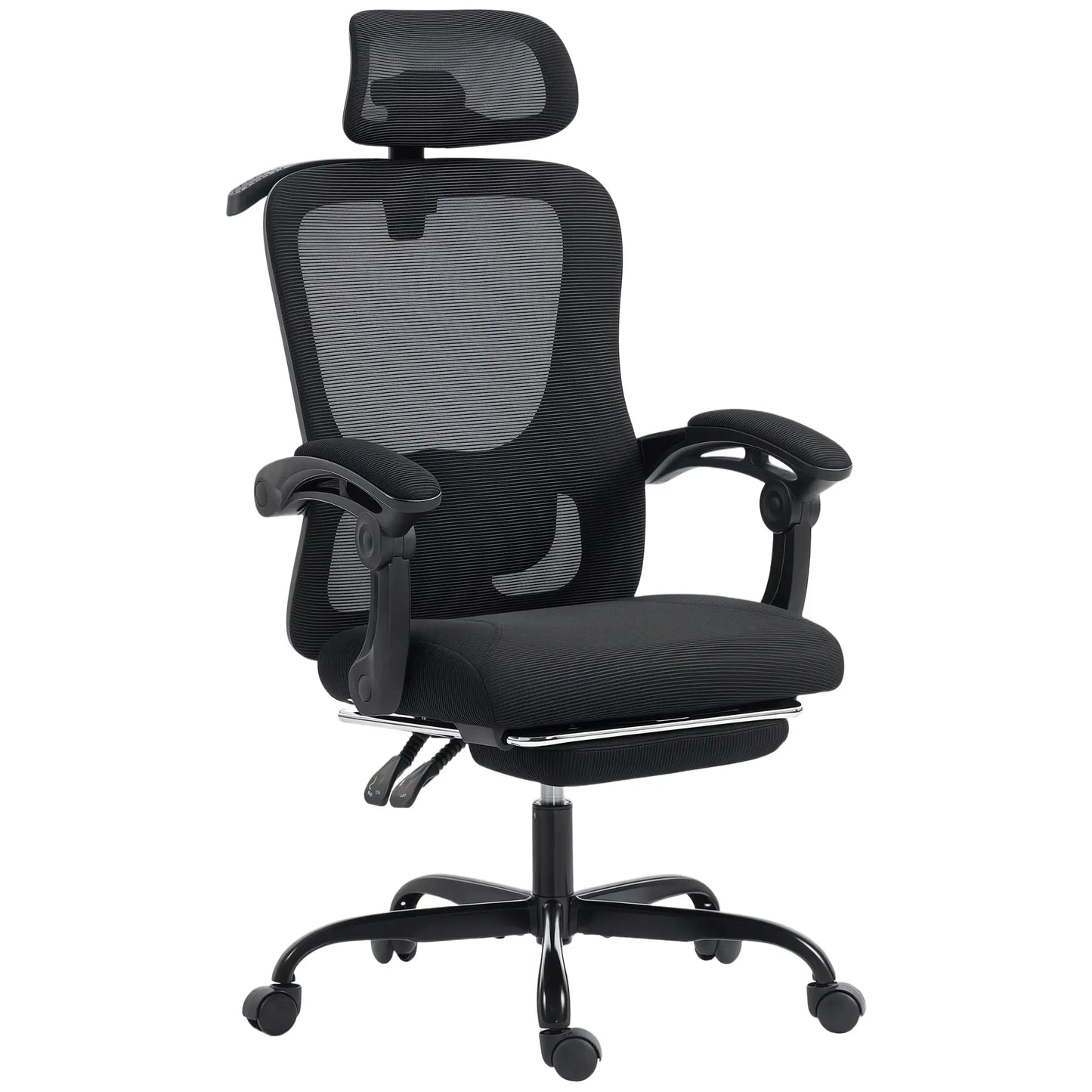 Ergonomic Mesh Office Chair, Adjustable Headrest, Lumbar Support, Black Task Chairs Black at Gallery Canada