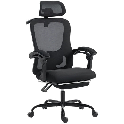 Ergonomic Mesh Office Chair, Adjustable Headrest, Lumbar Support, Black Task Chairs Black at Gallery Canada