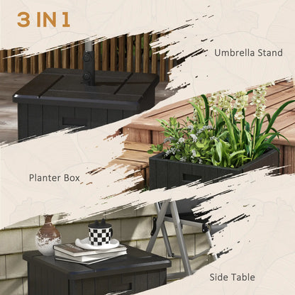 3-in-1 Outdoor Umbrella Base, End Table, Flower Box Planter, 176 lbs., Black Umbrella Bases at Gallery Canada