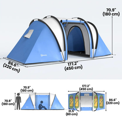 Camping Tent, 2 Bedrooms, Living Area, 3000mm Waterproof, Blue Camping Tents at Gallery Canada