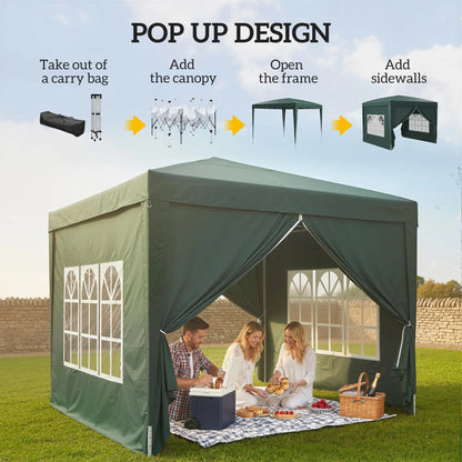 10'x10' Outdoor Pop Up Party Tent Wedding Gazebo, Dark Green Pop Up Canopies at Gallery Canada