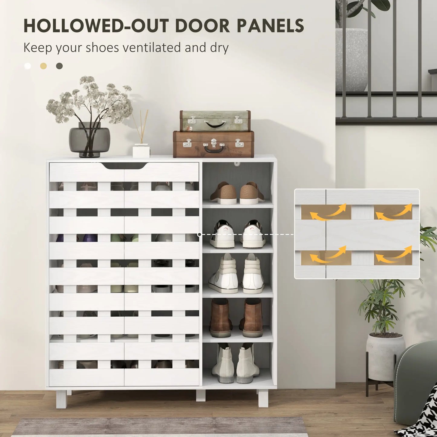 21 Pair Shoe Cabinet, 5-Tier Double Door Cupboard, White Shoe Storage Cabinets & Racks at Gallery Canada